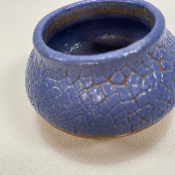 Lot of 3 Small Pottery Vases, 2 Blue VTG '73 , 1 Brown Pier One, Textured 2"-3" - Picture 11 of 13